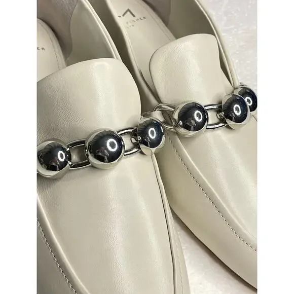 Marc Fisher LTD Elenda Leather Flat Slip-on Cream Loafers size 8.5 New - Picture 6 of 9